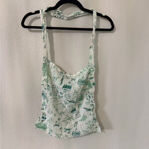 Free People Holiday Green and White Patterned Women's Tote